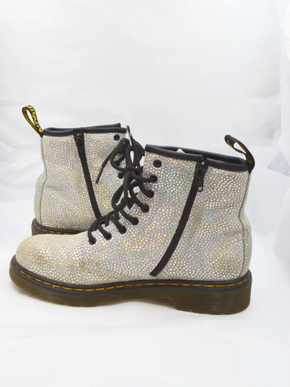 Dr. Martens 1460 Metallic Suede Docs Boots Silver Shimmer Women’s Size 5 - Picture 7 of 10